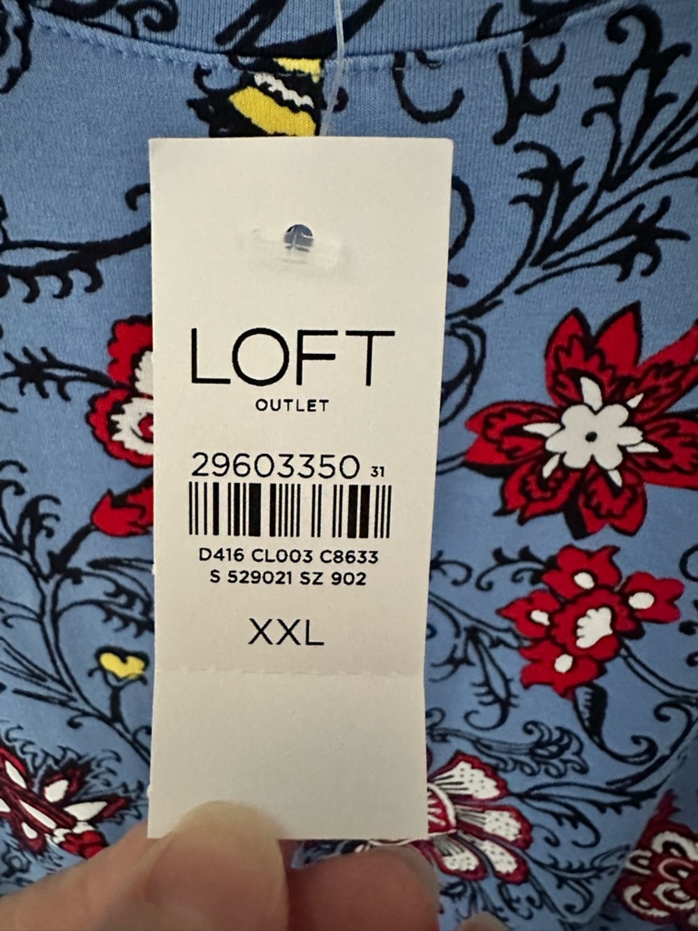 LOFT Blue Floral Sleeveless Swing Dress Sz XXL - Picture 3 of 6